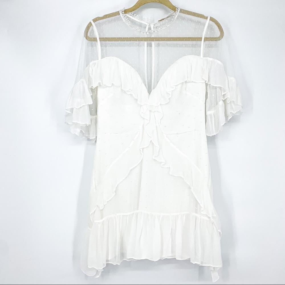 La Maison Talulah White Enchantment Ruffle Mini Dress Size L
